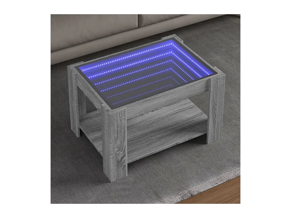 Table basse avec LED sonoma gris 73x53x45 cm bois d'ingénierie