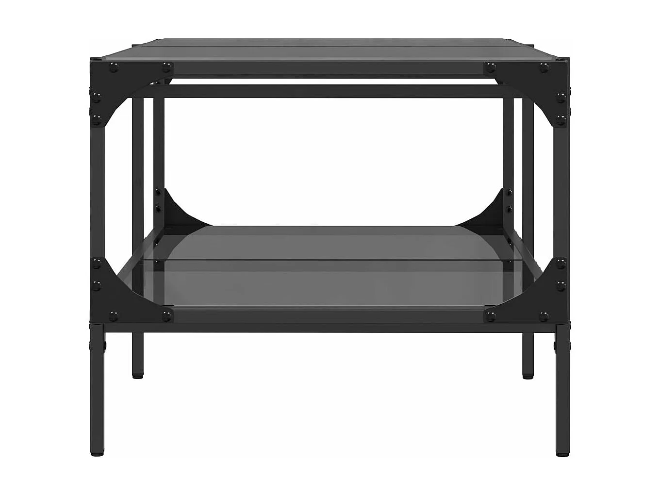 Mesa de centro com topo em vidro preto 98,5x50x45 cm aço
