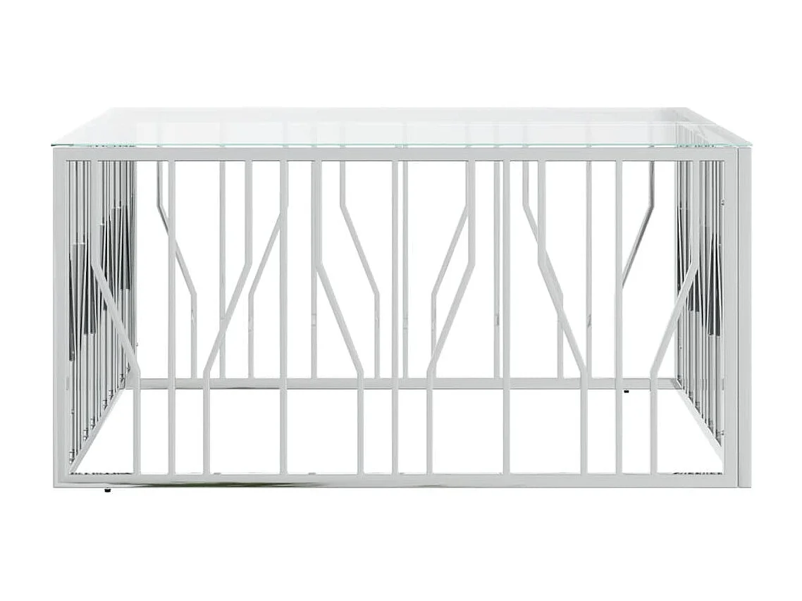 Salontafel 100x100x50 cm roestvrij staal en glas