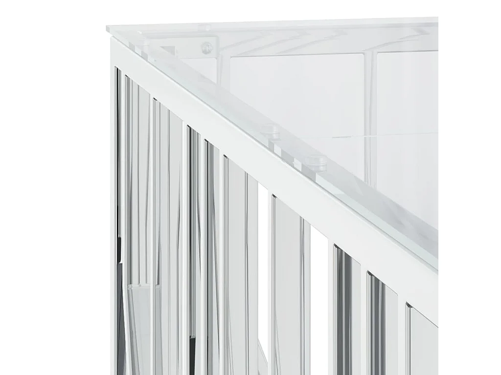 Salontafel 100x100x50 cm roestvrij staal en glas