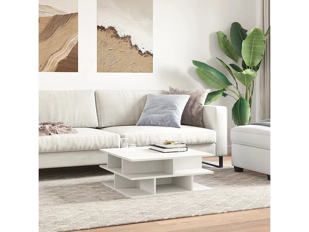 Table basse blanc 70x70x29 cm bois d'ingénierie