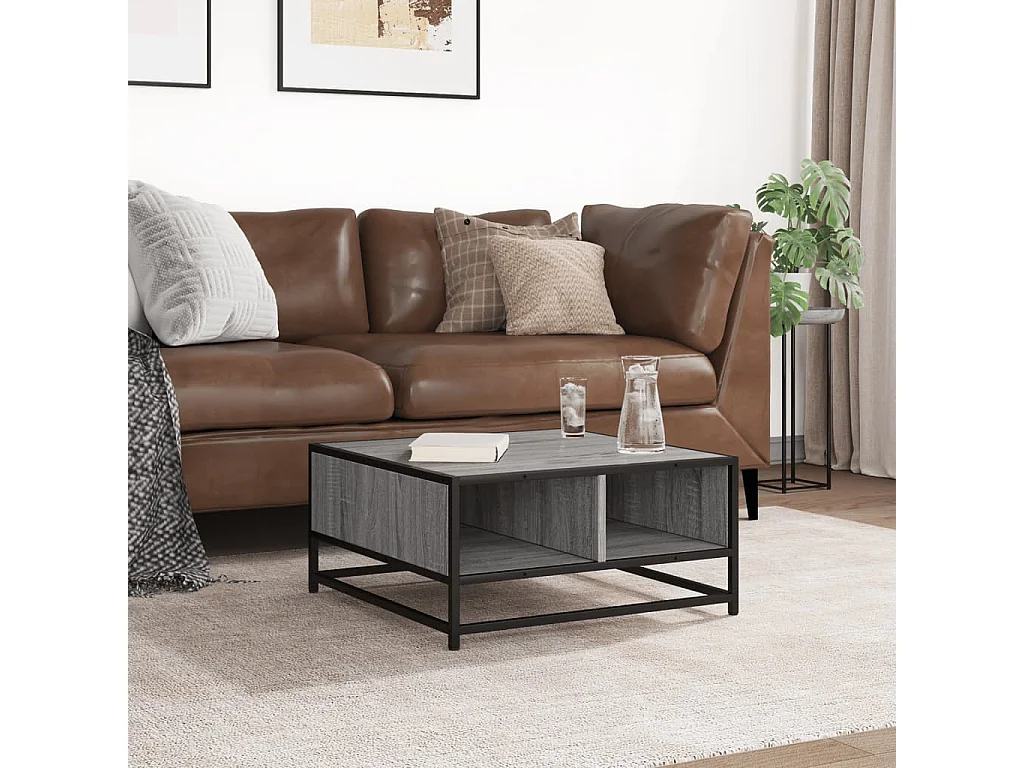 Table basse sonoma gris 60,5x60,5x30 cm bois d'ingénierie/métal