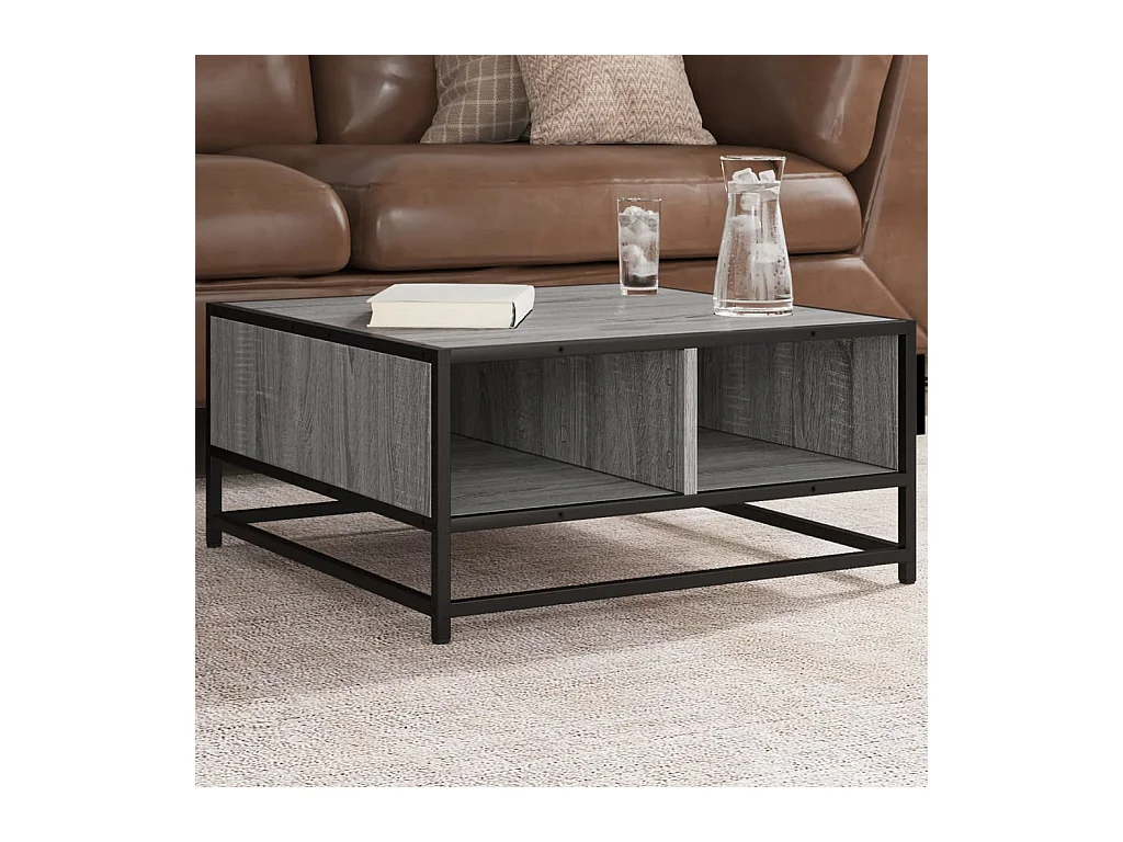 Mesa de centro derivados de madeira e metal cinzento sonoma