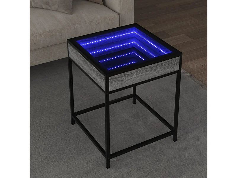Mesa de centro luzes LED Infinity 40x40x51 cm cinzento sonoma