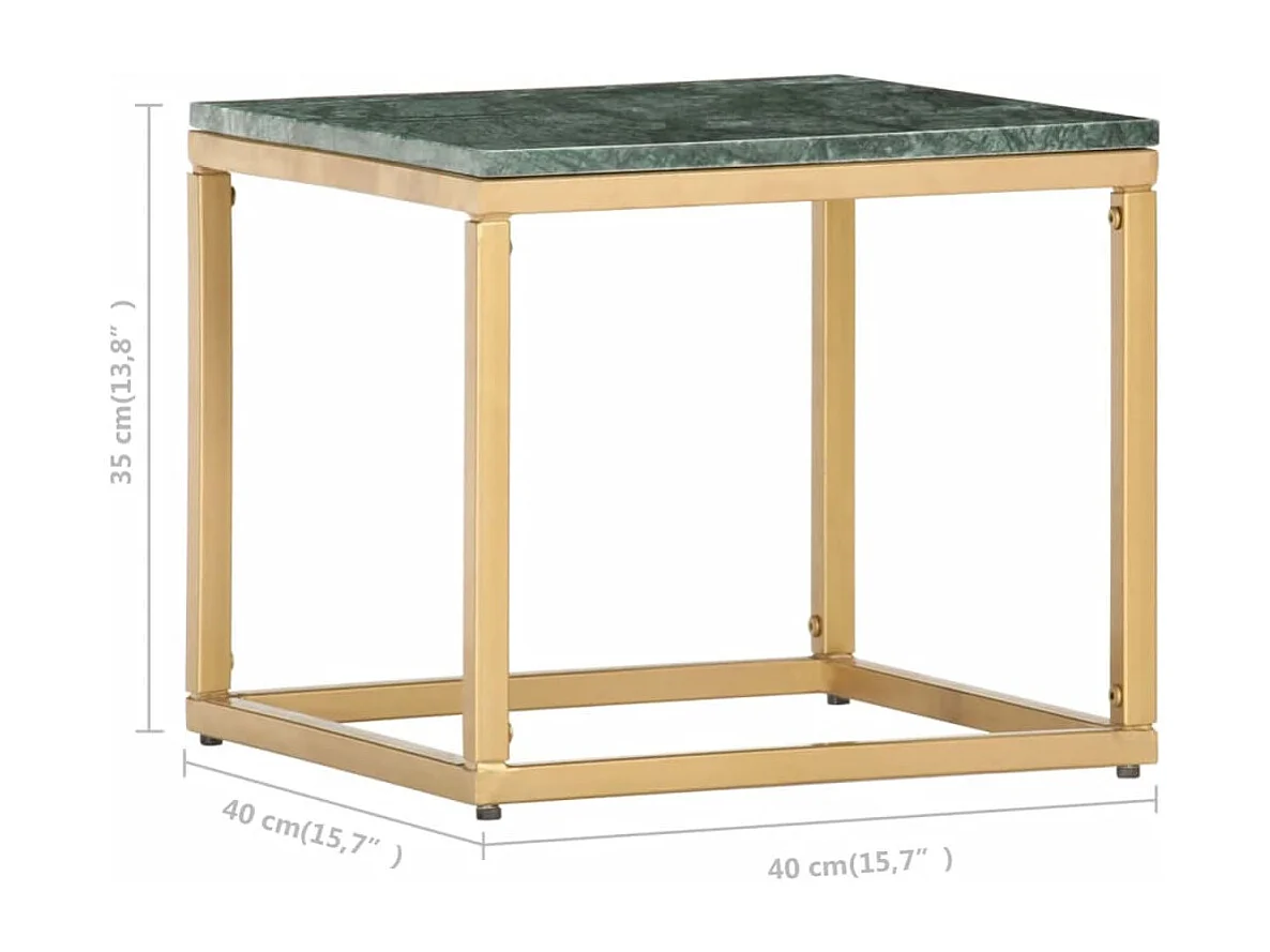 Table basse Vert 40x40x35 cm Pierre véritable et texture marbre