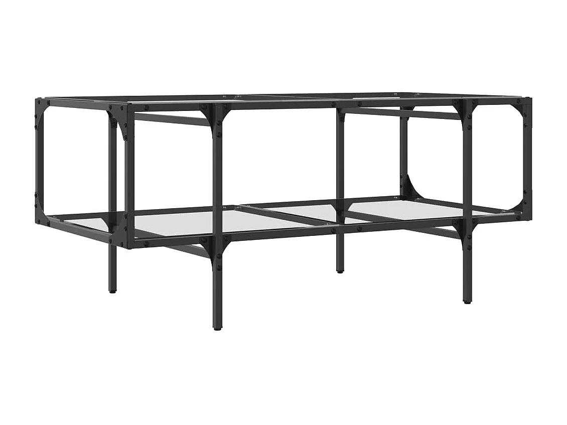Table basse avec dessus en verre transparent 98,5x50x45cm acier