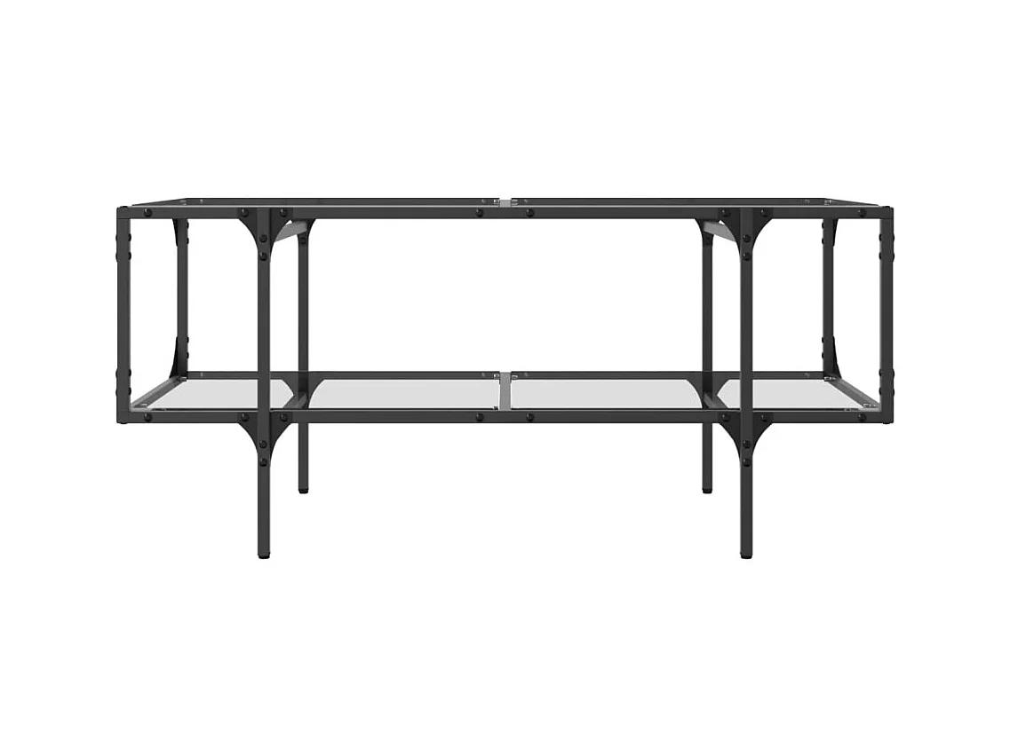 Table basse avec dessus en verre transparent 98,5x50x45cm acier