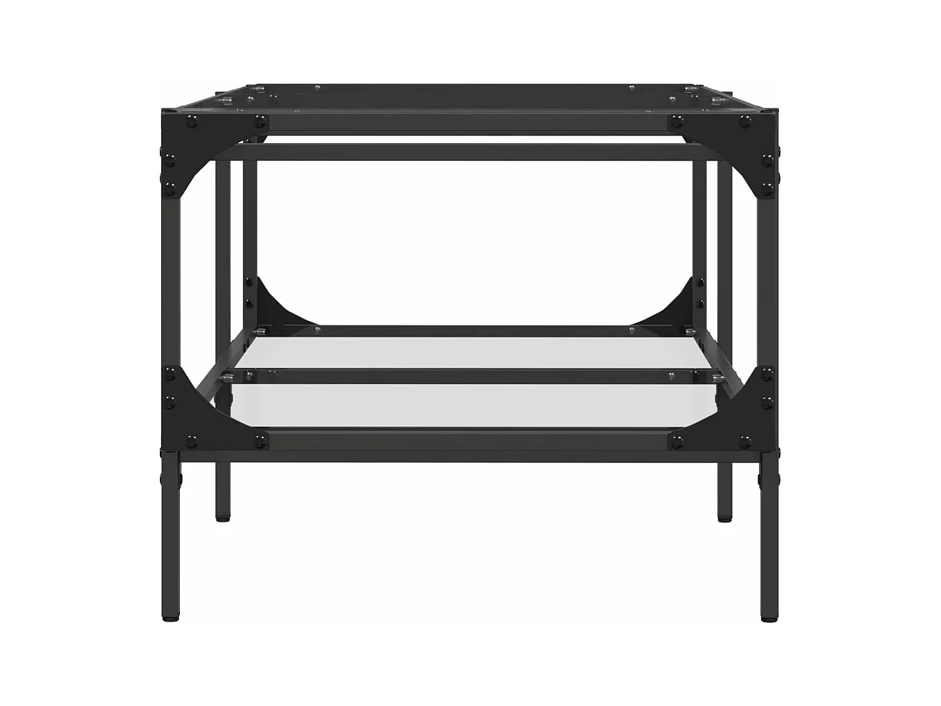 Table basse avec dessus en verre transparent 98,5x50x45cm acier