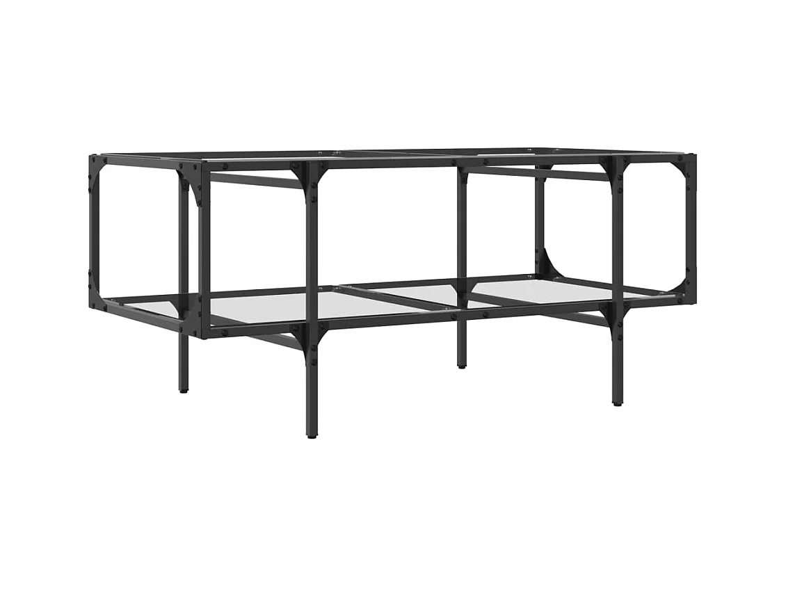 Table basse avec dessus en verre transparent 98,5x50x45cm acier