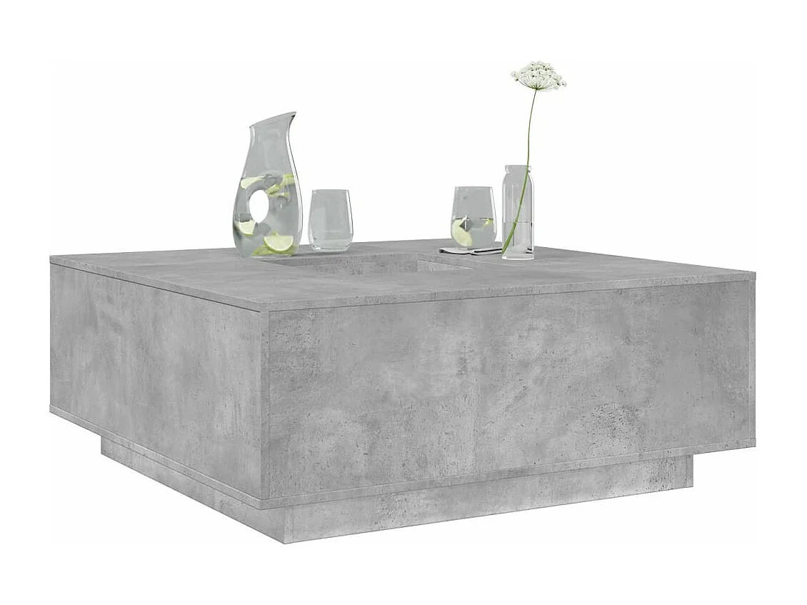 Mesa de centro madera ingeniería gris hormigón 100x100x40 cm