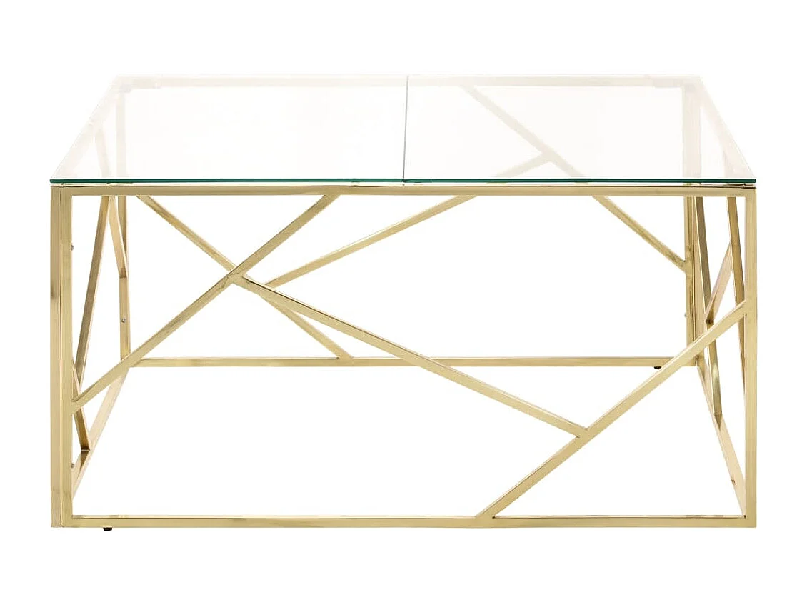 Table basse doré acier inoxydable et verre trempé
