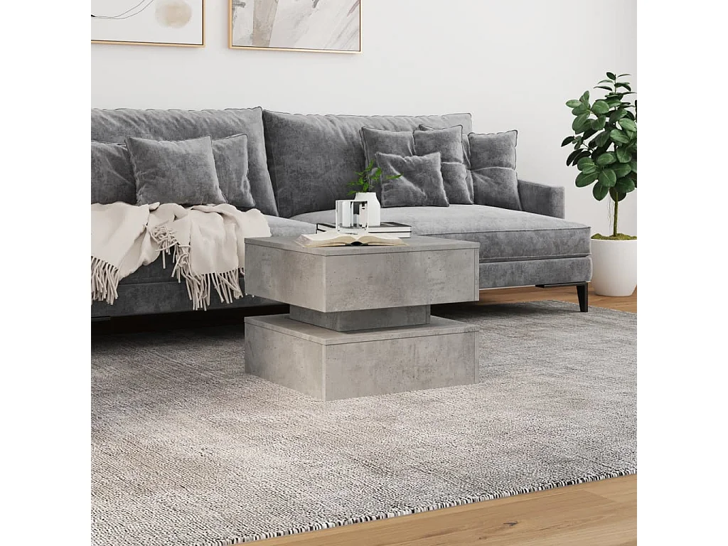 Table basse avec lumières LED gris béton 50x50x40 cm