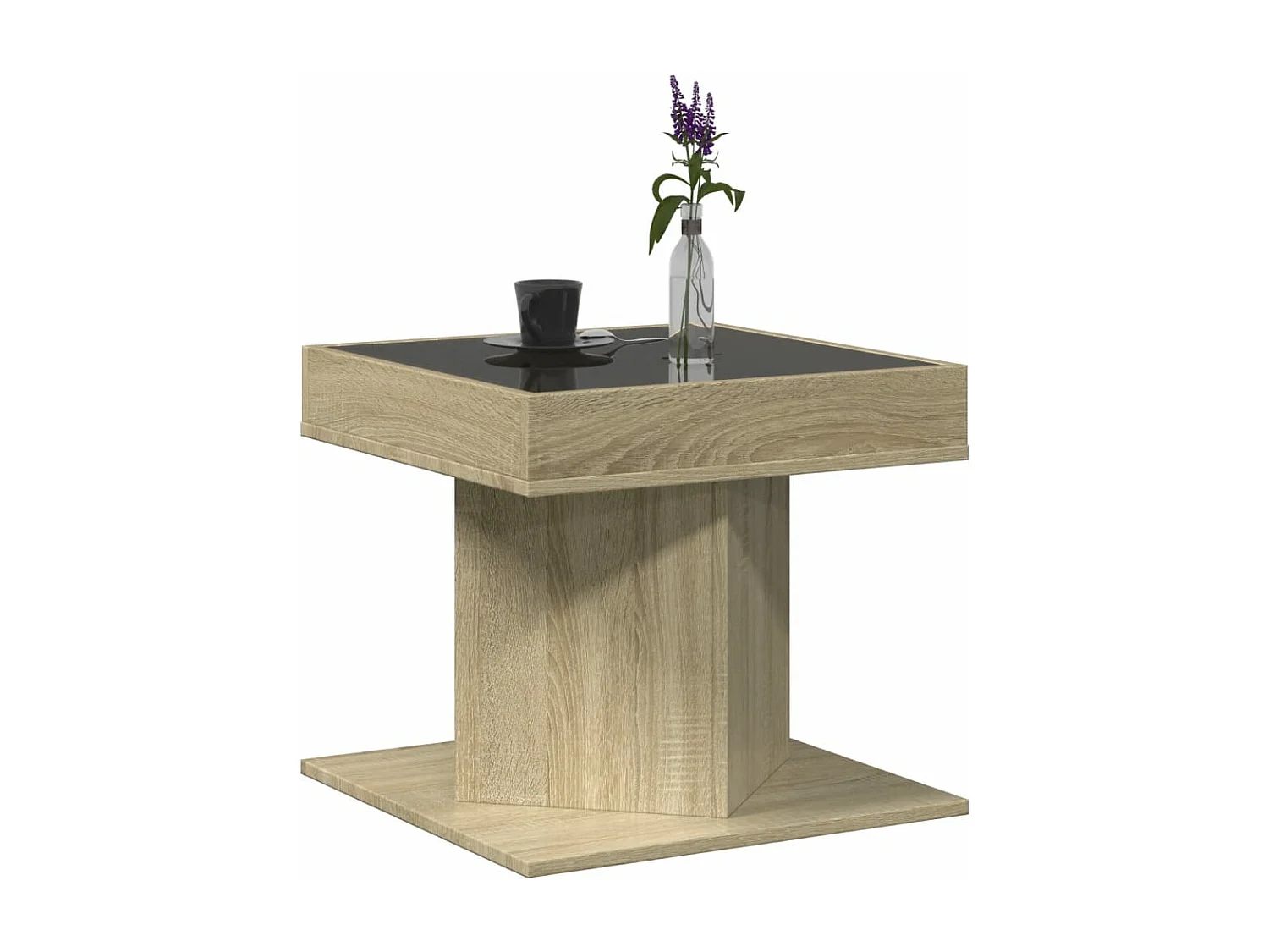 Table basse avec LED chêne sonoma 50x50x45 cm bois d'ingénierie