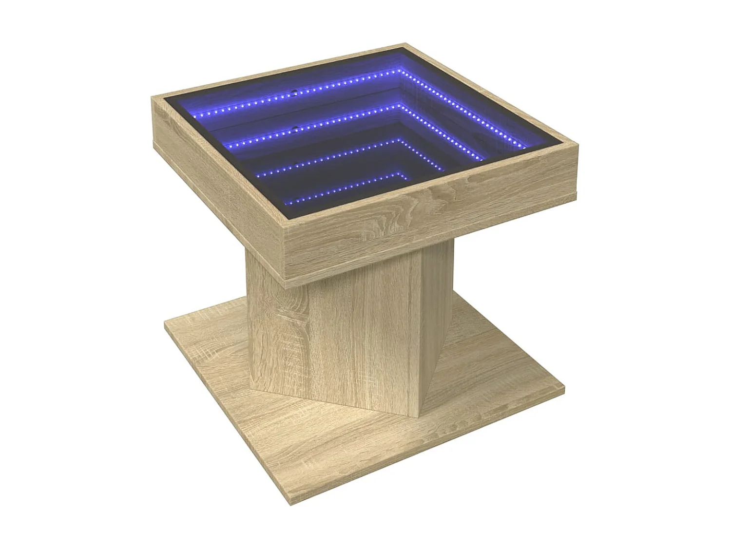 Salontafel met LED 50x50x45 cm bewerkt hout sonoma eikenkleurig