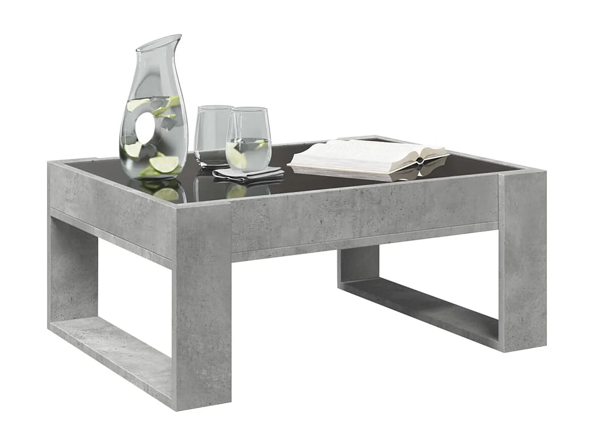 Mesa de centro luzes LED Infinity 70x53x30 cm cinzento cimento