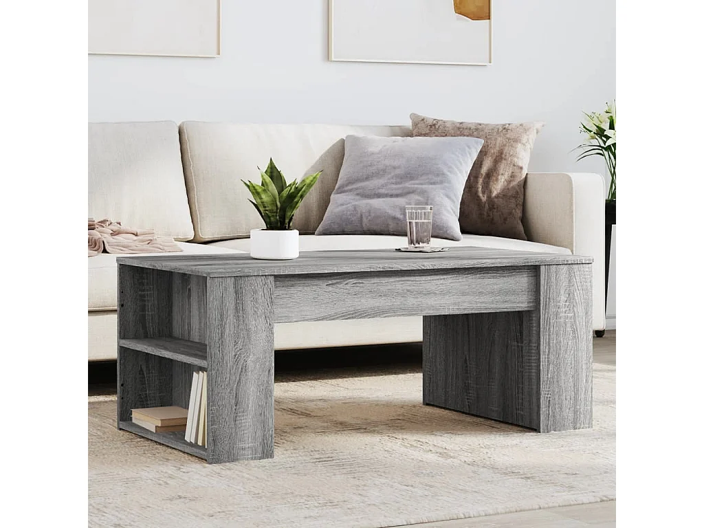 Salontafel 102x55x42 cm bewerkt hout grijs sonoma eikenkleurig