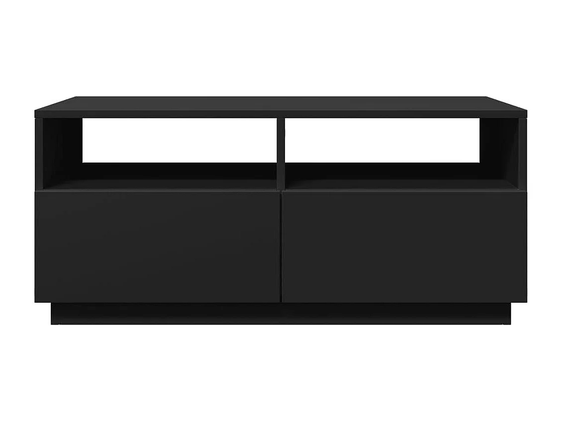 Table basse avec lumières LED noir 90x49x40 cm