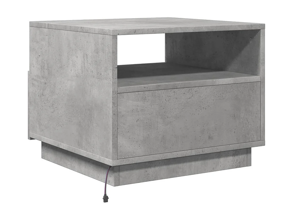 Table basse avec lumières LED gris béton 50x49x40 cm