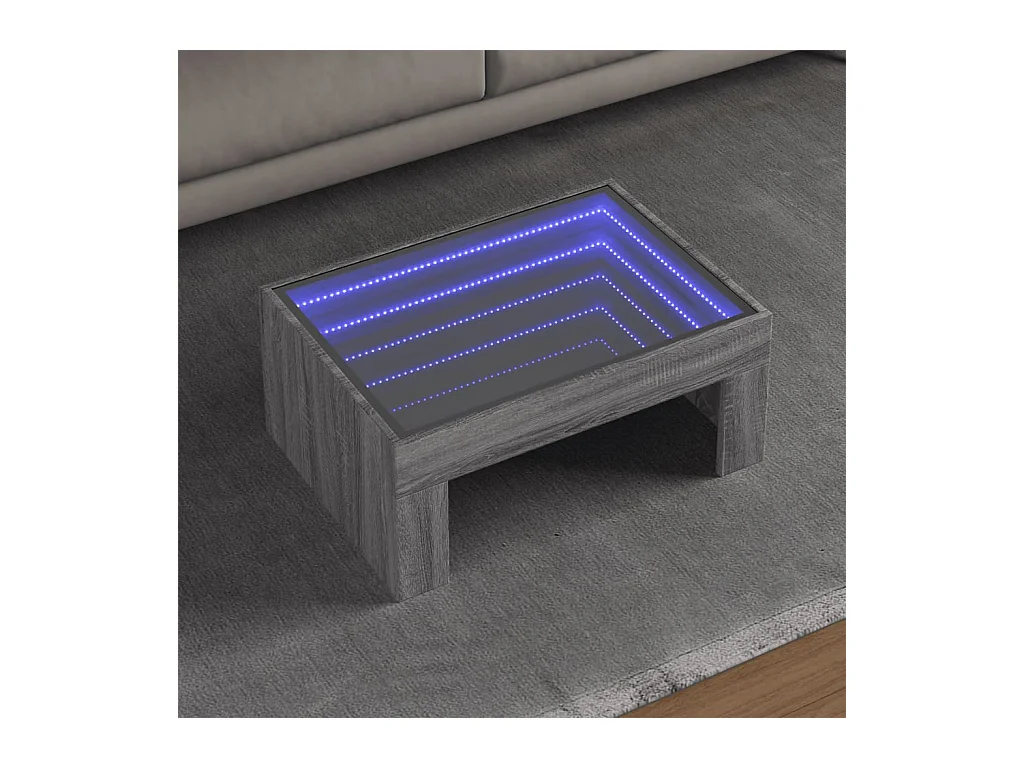 Table basse avec LED infini sonoma gris 70x50x30 cm