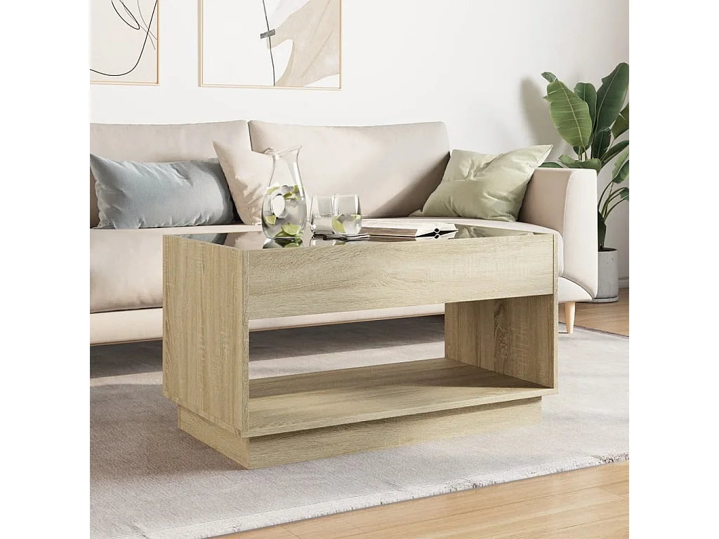 Salontafel met Infinity LED 90x50x50 cm sonoma eikenkleurig