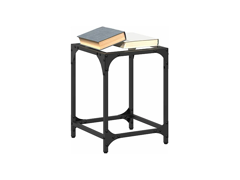 Tables basses avec dessus en verre transparent 2 pièces acier