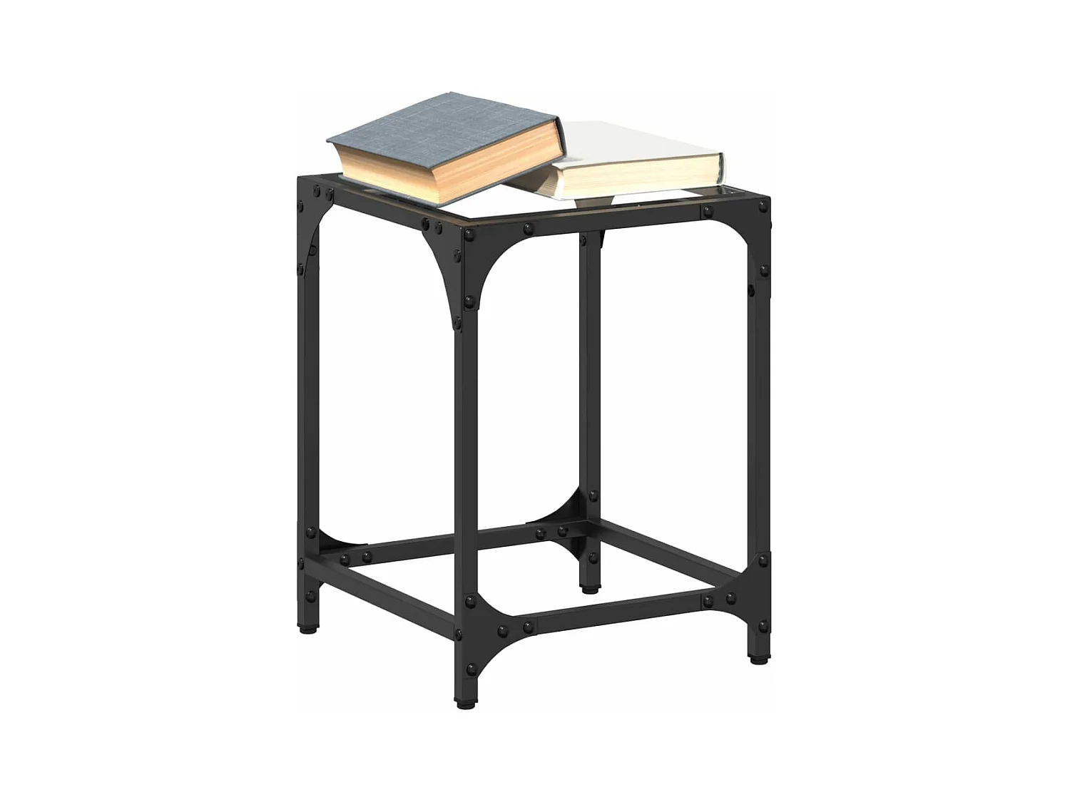 Tables basses avec dessus en verre transparent 2 pièces acier