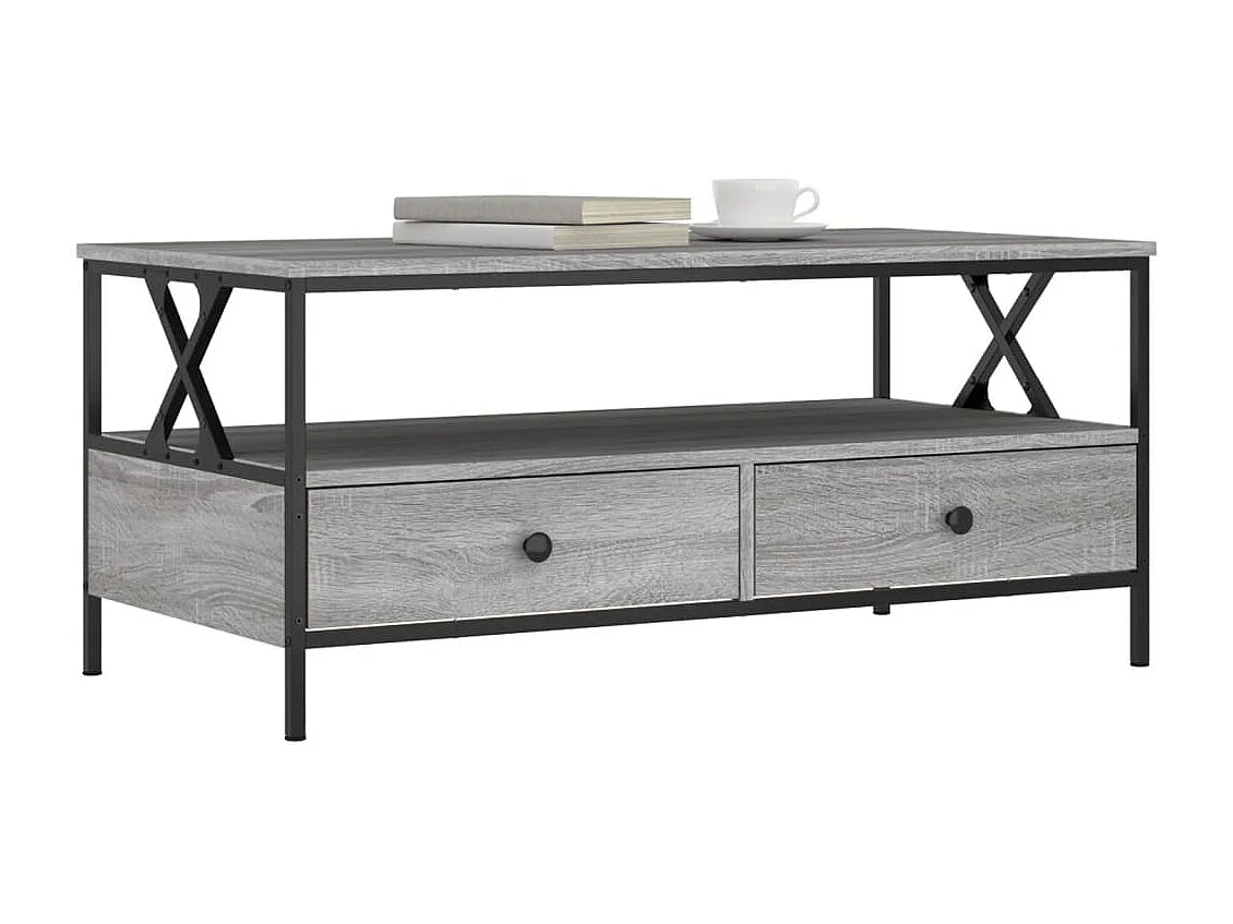 Salontafel 100x51x45 cm bewerkt hout grijs sonoma eiken