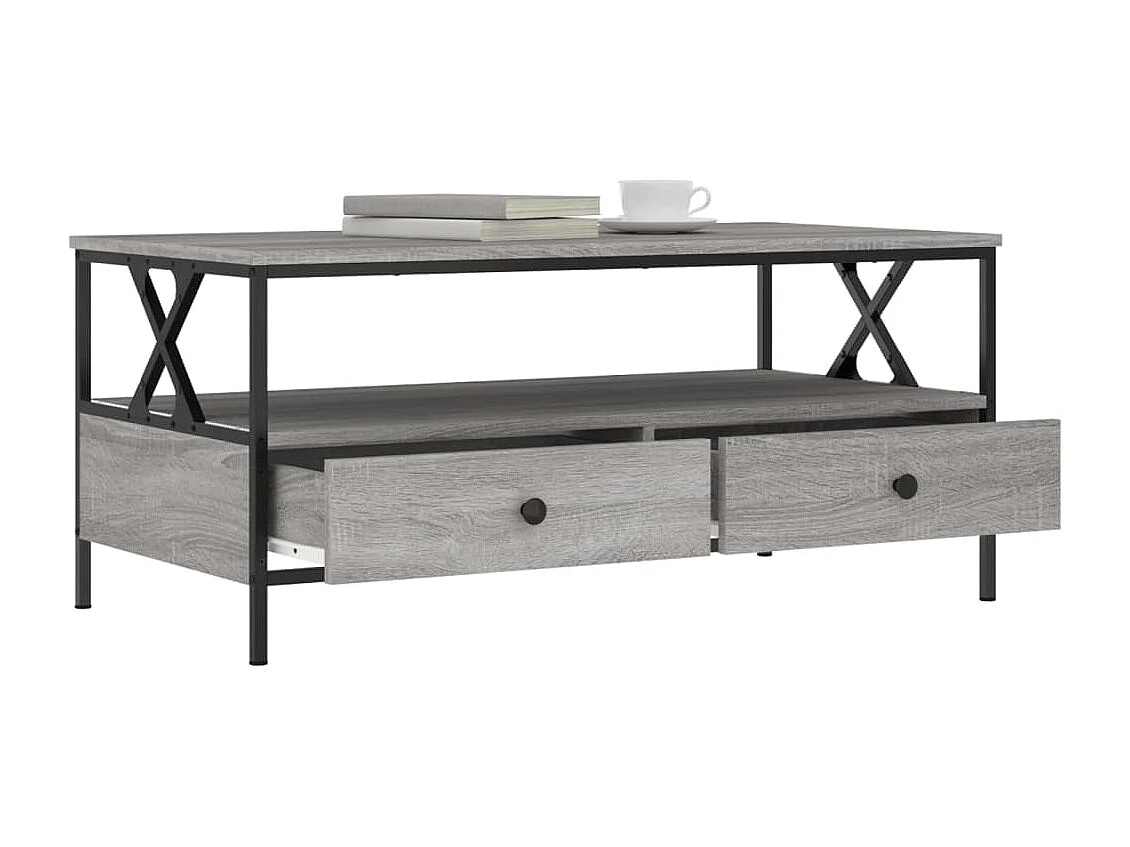 Salontafel 100x51x45 cm bewerkt hout grijs sonoma eiken