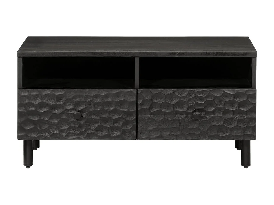 Table basse noir 80x54x40 cm bois massif de manguier