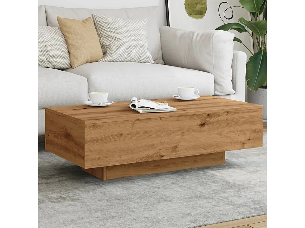 Table basse chêne artisanal 100x49,5x31 cm bois d'ingénierie