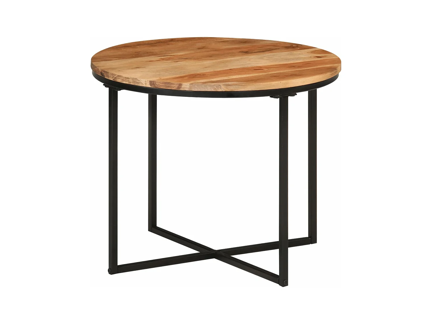 Table basse 55x55x45 cm bois massif acacia et fer
