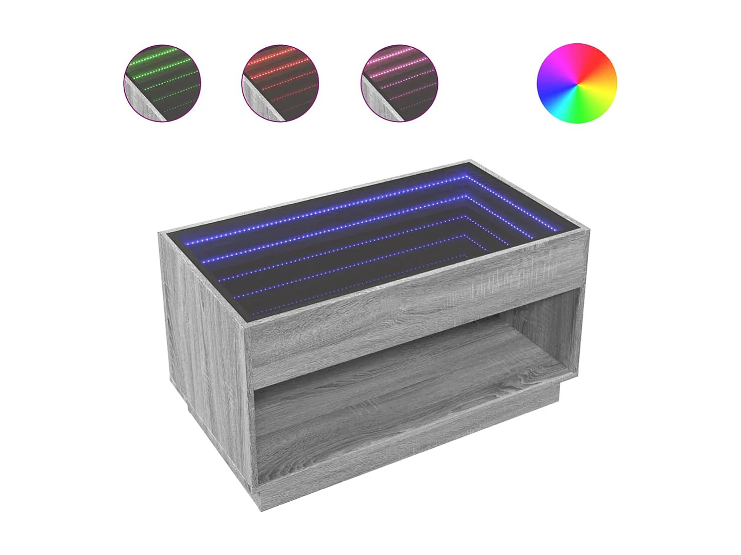 Mesa de centro con Infinity LED gris Sonoma 90x50x50 cm