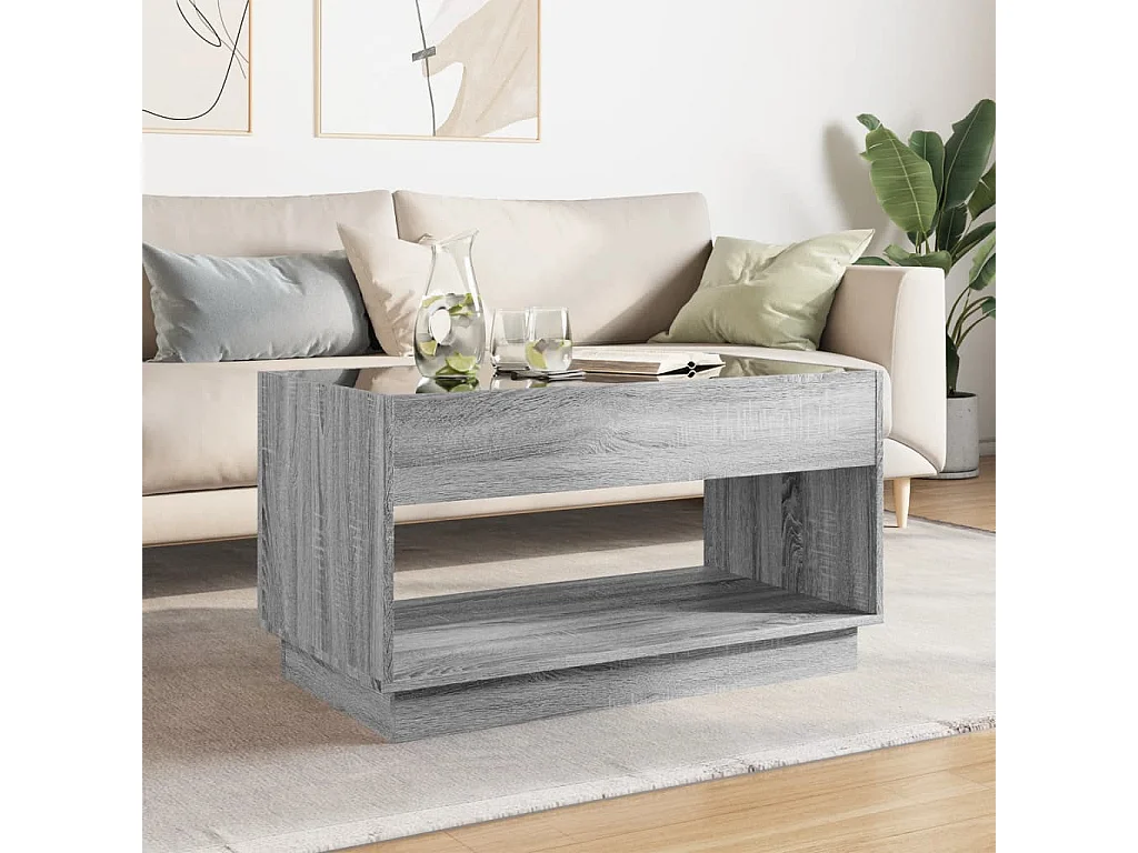 Mesa de centro con Infinity LED gris Sonoma 90x50x50 cm