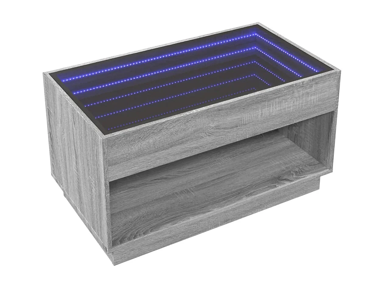 Mesa de centro con Infinity LED gris Sonoma 90x50x50 cm