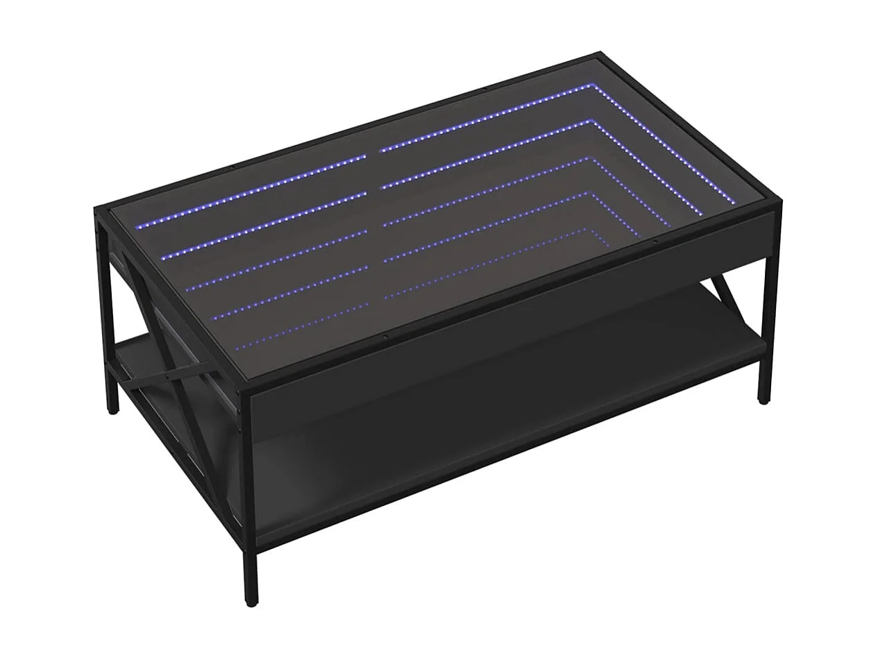 Table basse avec LED infini noir 90x50x38 cm