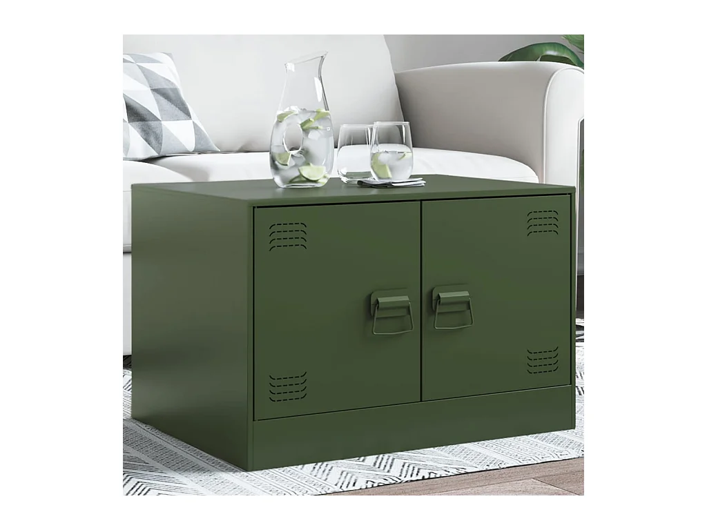 Table basse vert olive 67x50x44 cm acier