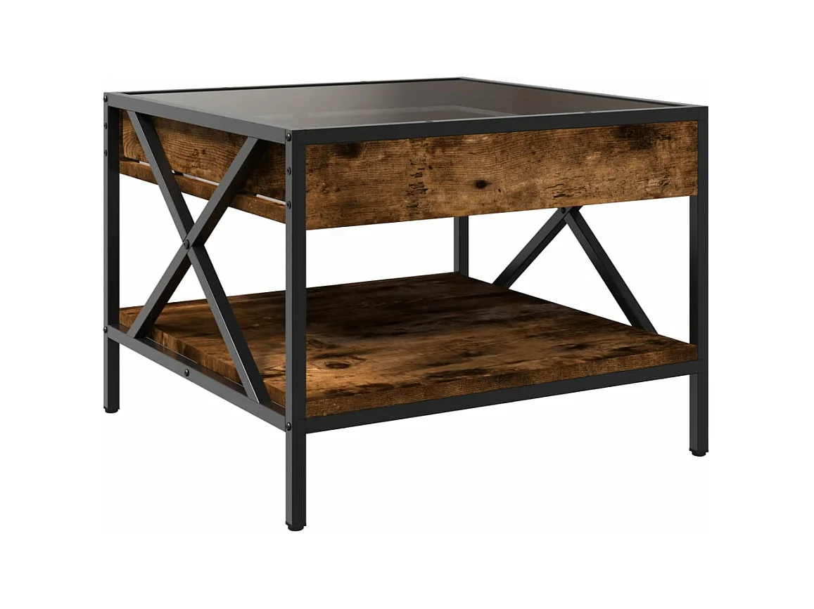Table basse avec LED Infinity chêne fumé 50x50x38 cm