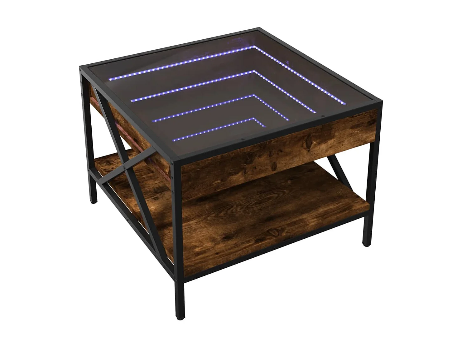 Salontafel met Infinity LED 50x50x38 cm gerookt eikenkleurig