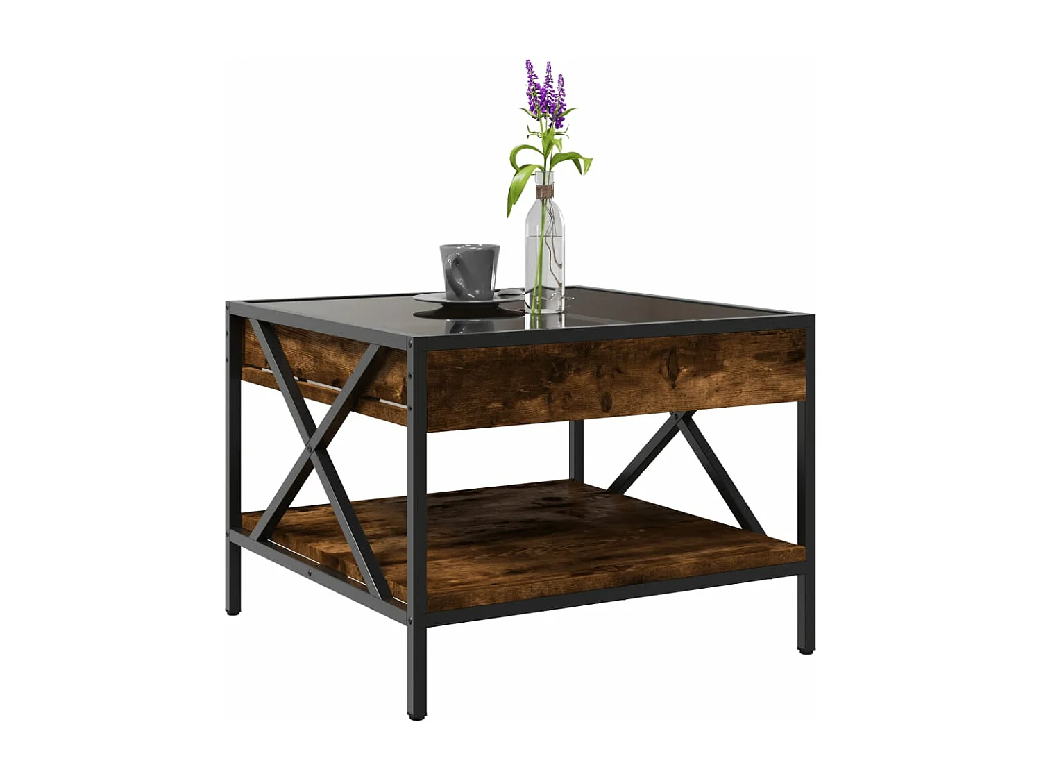 Salontafel met Infinity LED 50x50x38 cm gerookt eikenkleurig