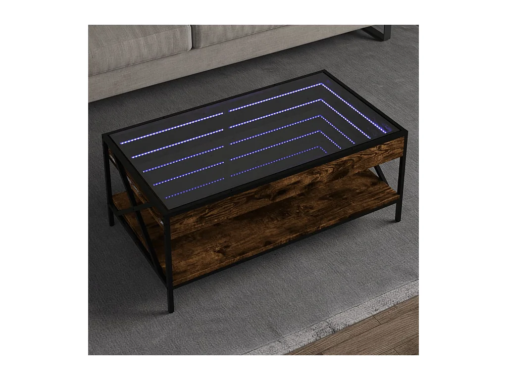 Table basse avec LED Infinity chêne fumé 90x50x38 cm