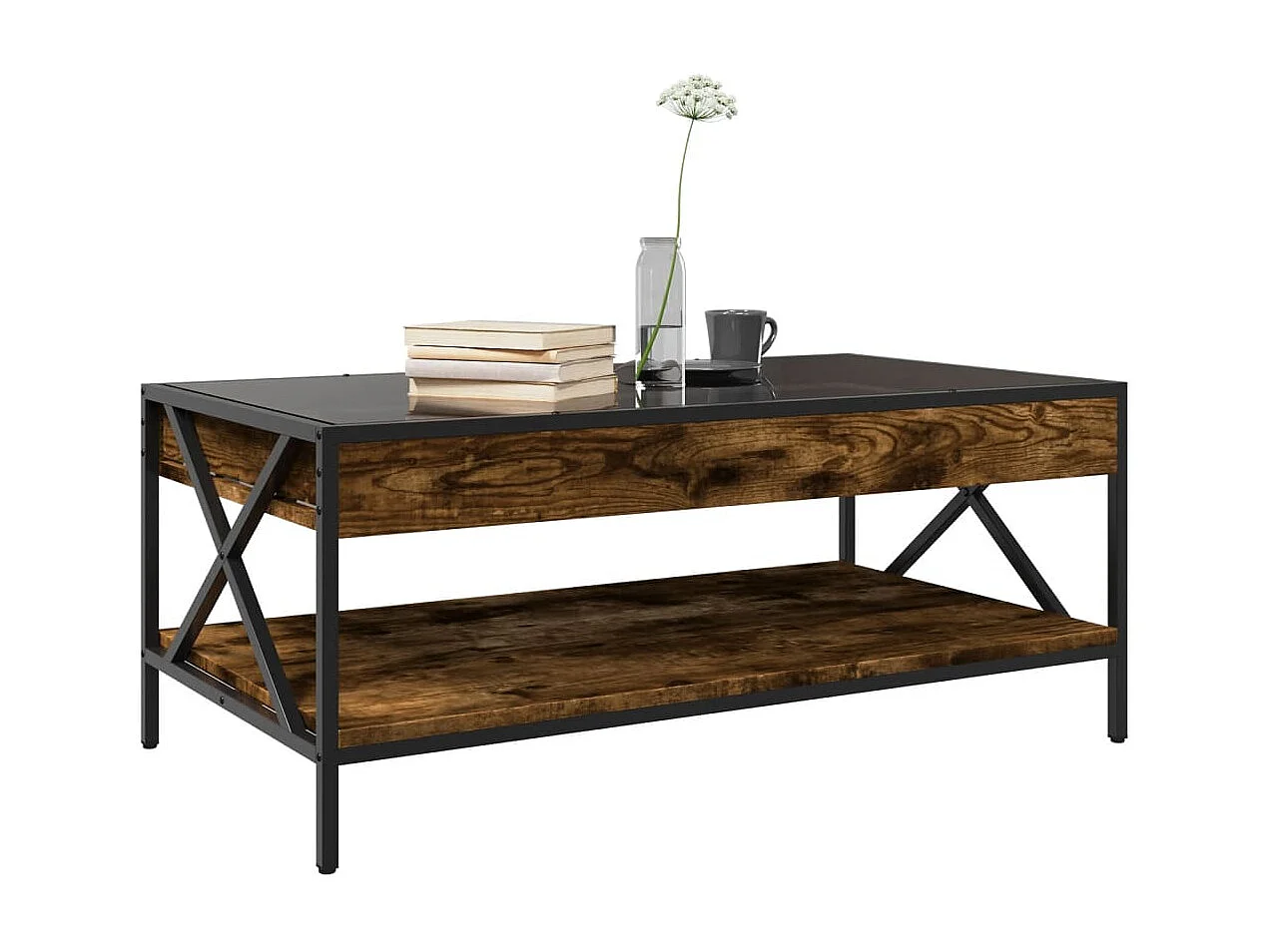 Table basse avec LED Infinity chêne fumé 90x50x38 cm