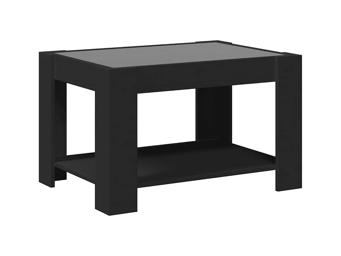 Mesa de centro c/ LEDs 73x53x45 cm derivados de madeira preto
