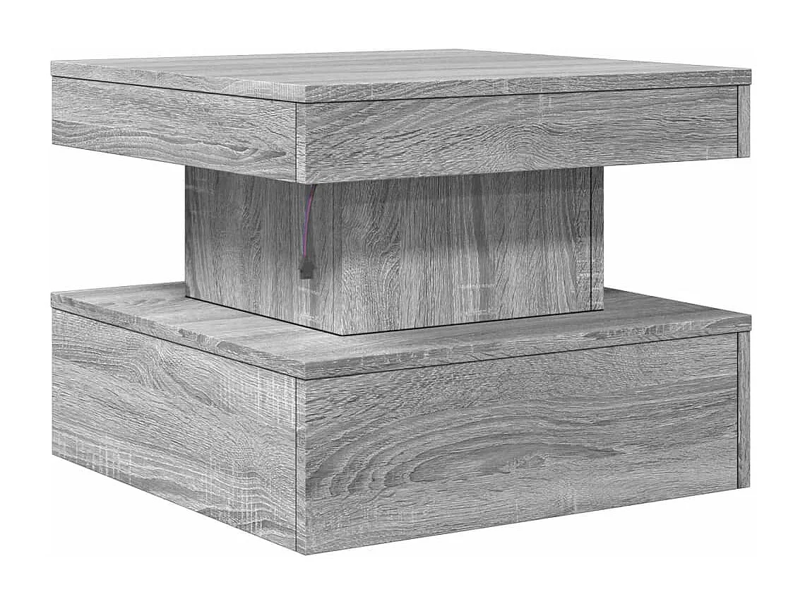 Table basse avec lumières LED sonoma gris 50x50x40 cm