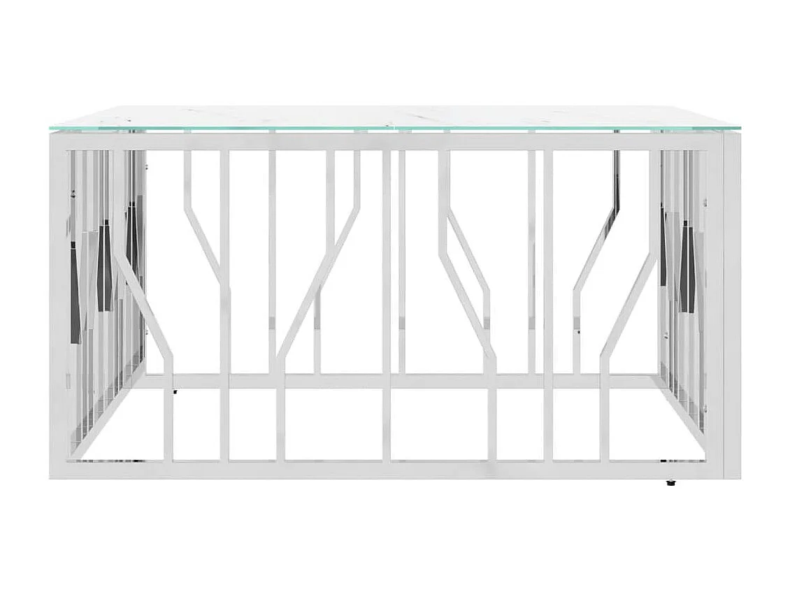 Salontafel 80x80x40 cm roestvrij staal en glas zilverkleurig