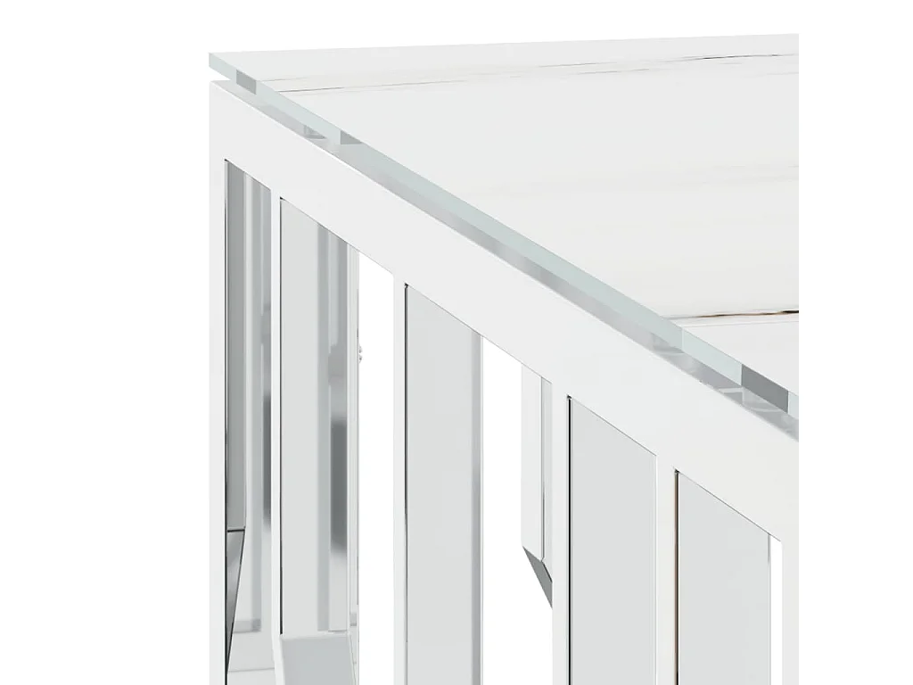 Salontafel 80x80x40 cm roestvrij staal en glas zilverkleurig