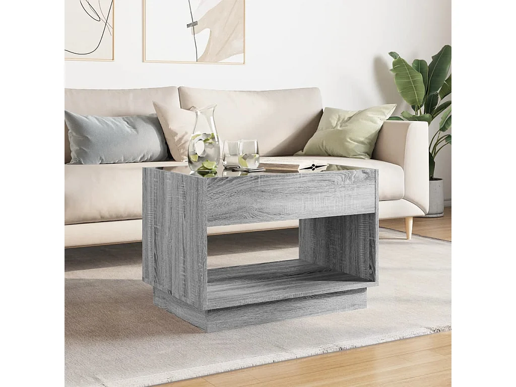 Table basse avec LED infini sonoma gris 70x50x50 cm