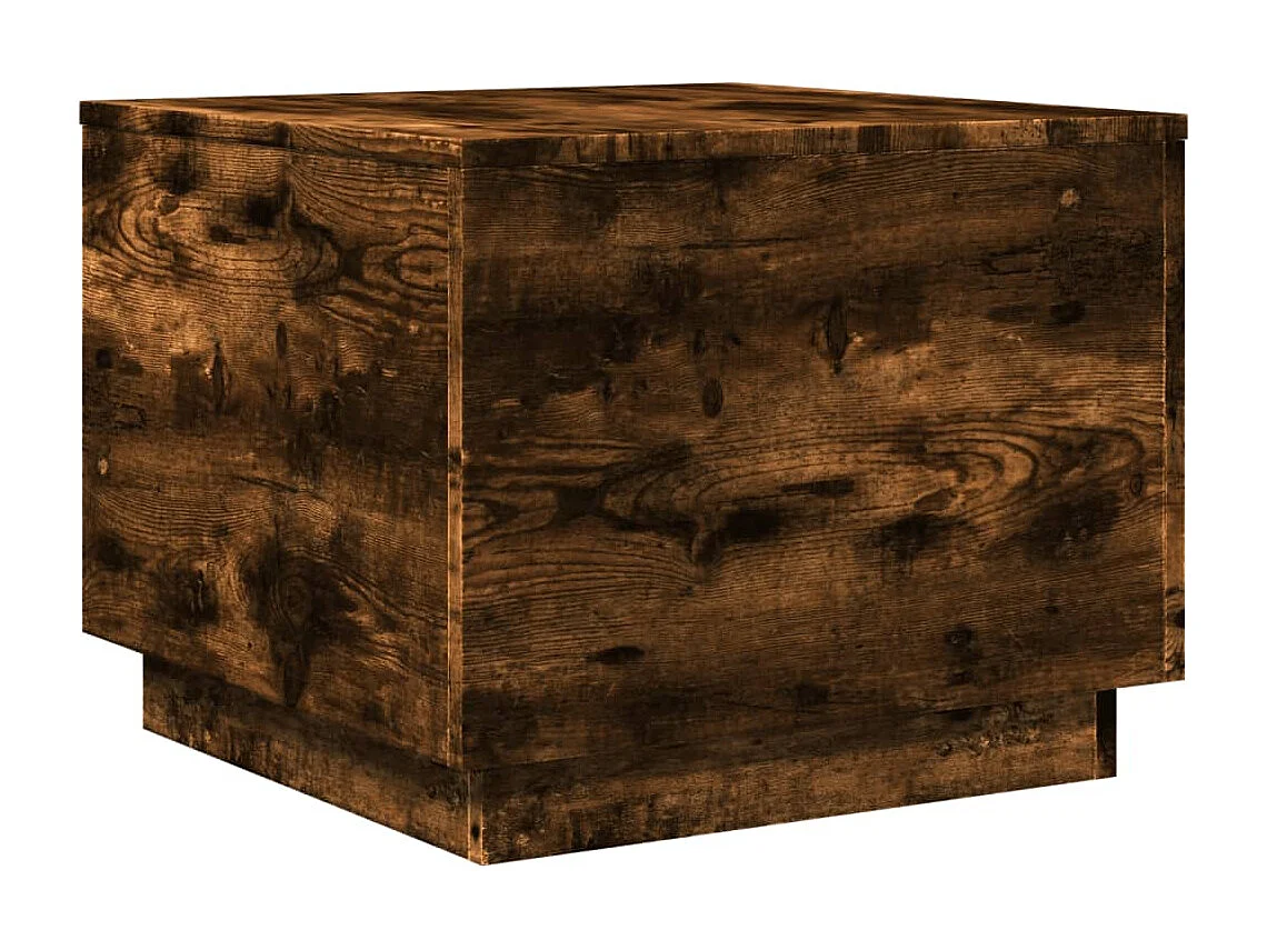 Mesa de centro con luces LED roble ahumado 50x50x40 cm