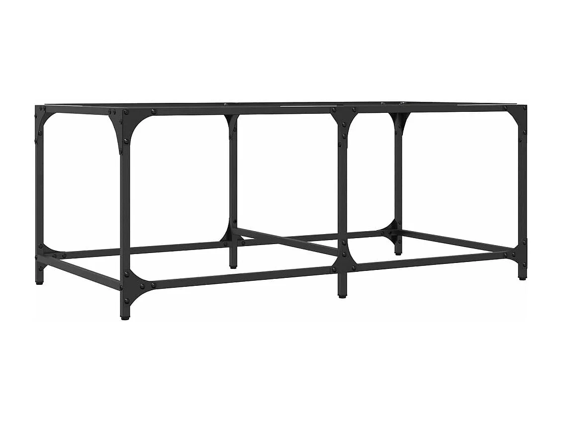 Table basse avec dessus en verre transparent 98,5x50x40cm acier