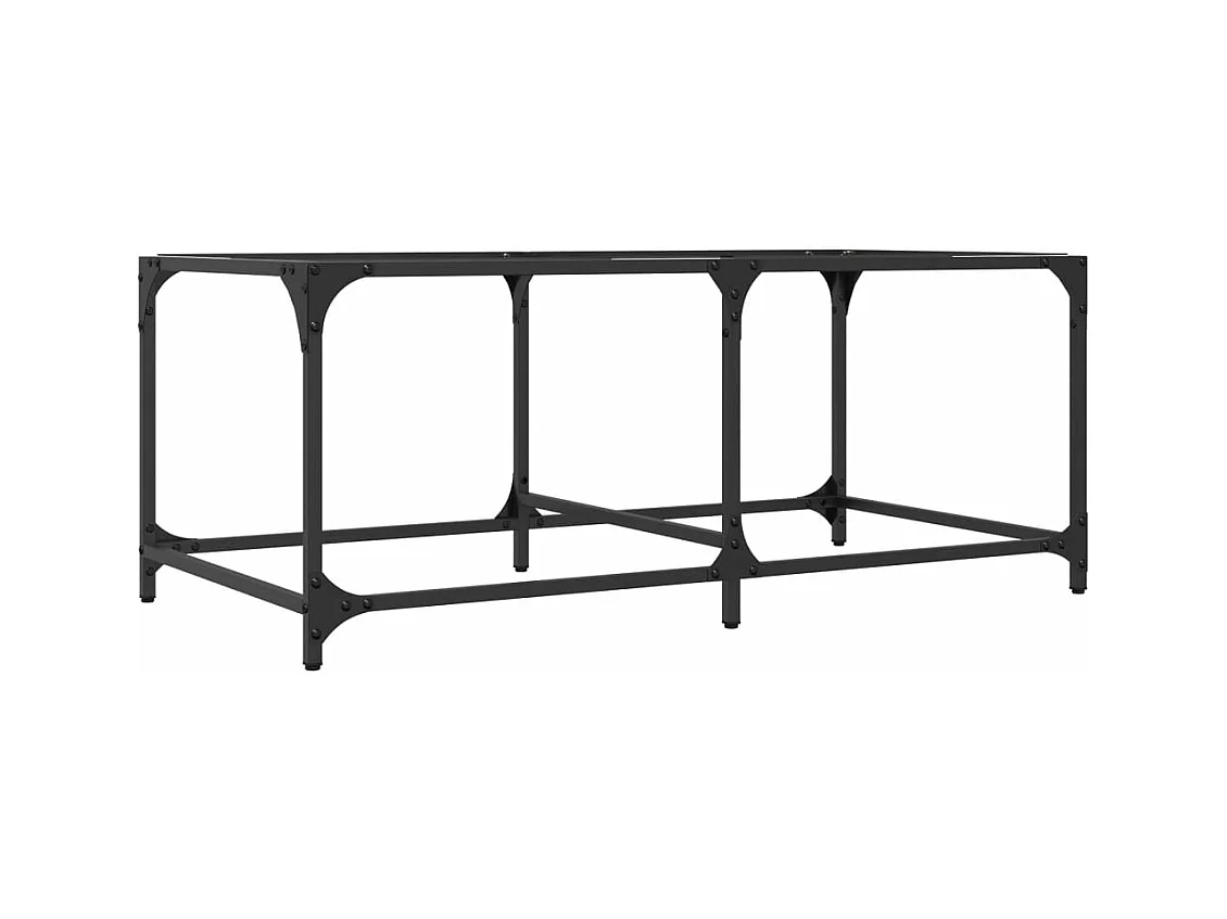 Table basse avec dessus en verre transparent 98,5x50x40cm acier