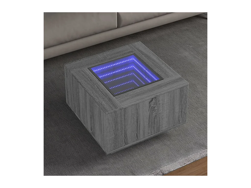 Table basse avec LED sonoma gris 60x60x40 cm bois d'ingénierie